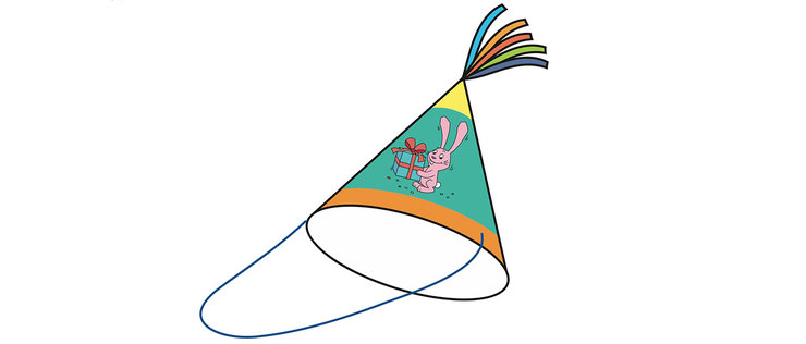 Grafik von einem Partyhütchen mit rosa Hase