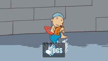 Oskar springt ins Wasser, DGS-Logo