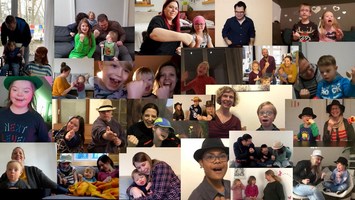 Bildercollage mit vielen Kindern und ihren Familien