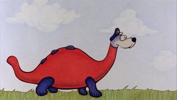 Ein Dinosaurier mit dem Kopf von Kï¿½pt'n Blaubï¿½r.