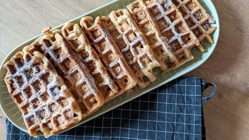 Selbstgebackene Apfelmus-Waffel von Maus-Hörer Konstantin