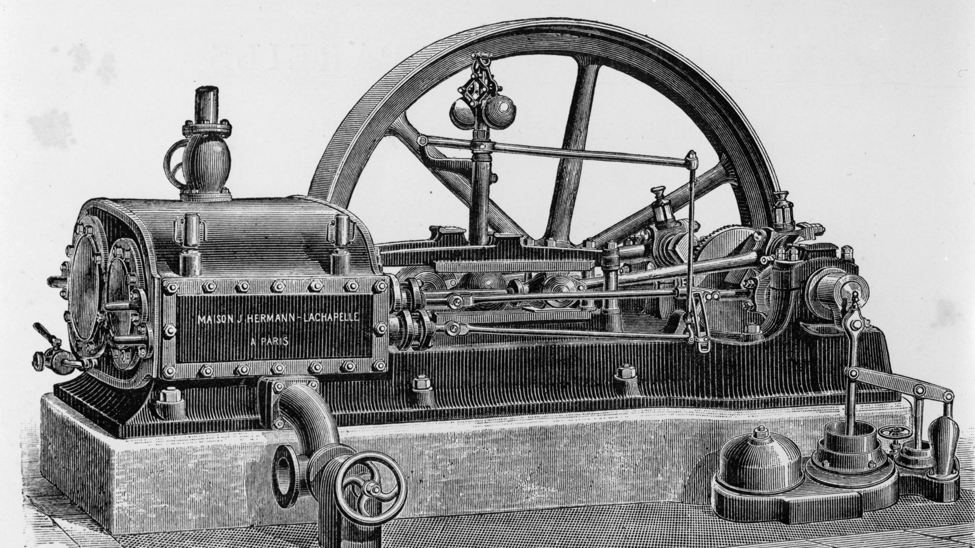 Dampfmaschine / Holzstich 1889 - Steam Engine / Woodcut / 1889 - Machine a vapeur / Gravure sur bois 1889