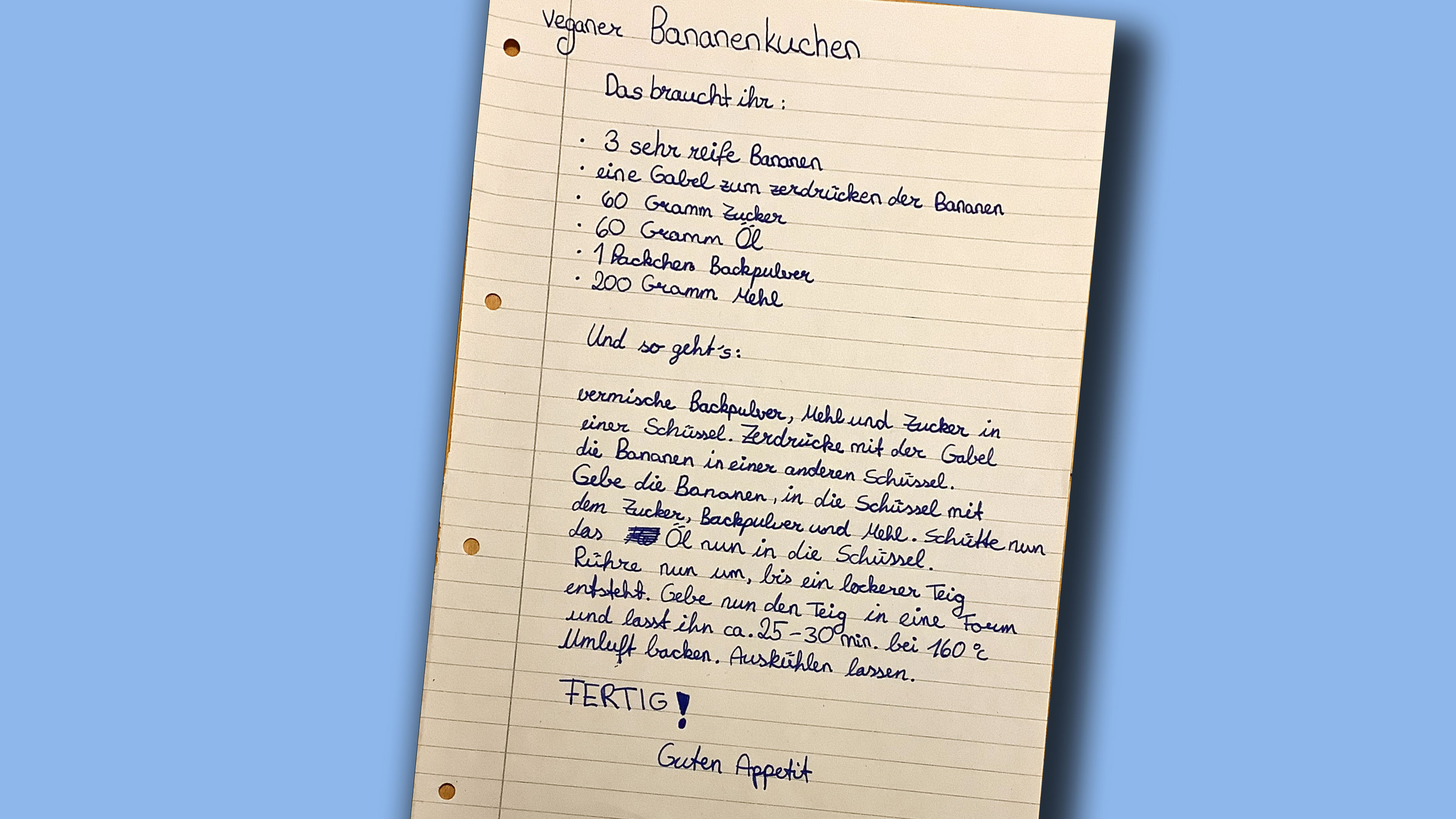 Handgeschriebenes Rezept