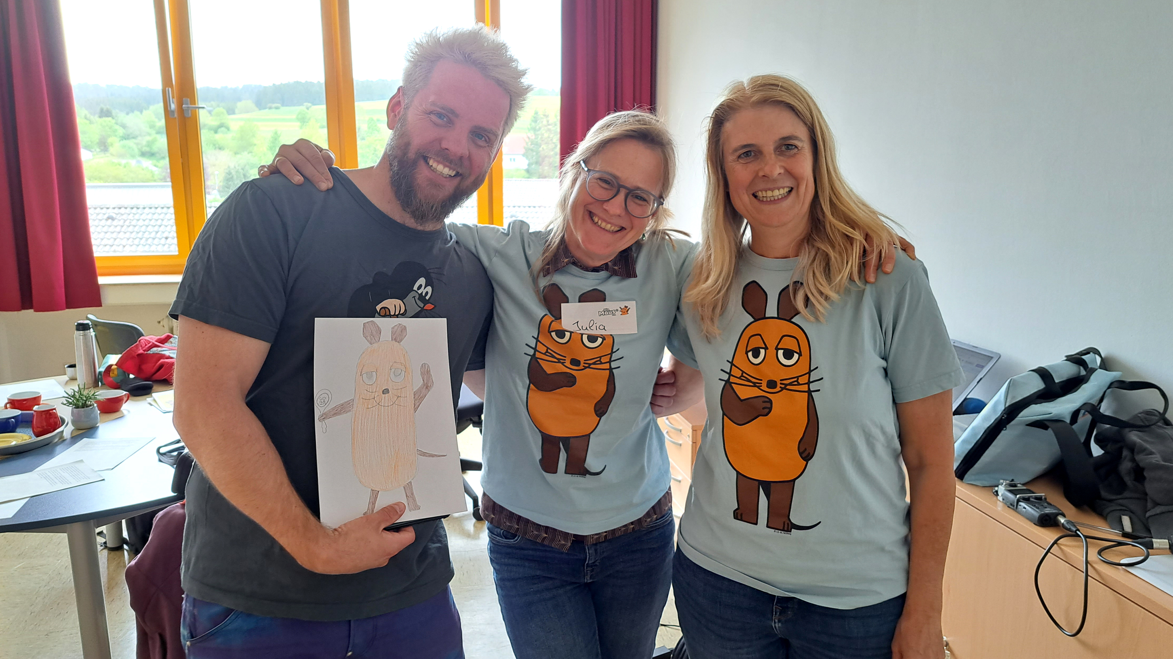 Das MausZoom-Team des Tages: Sebastian Trepper, Julia Muth, Christina Pannhausen