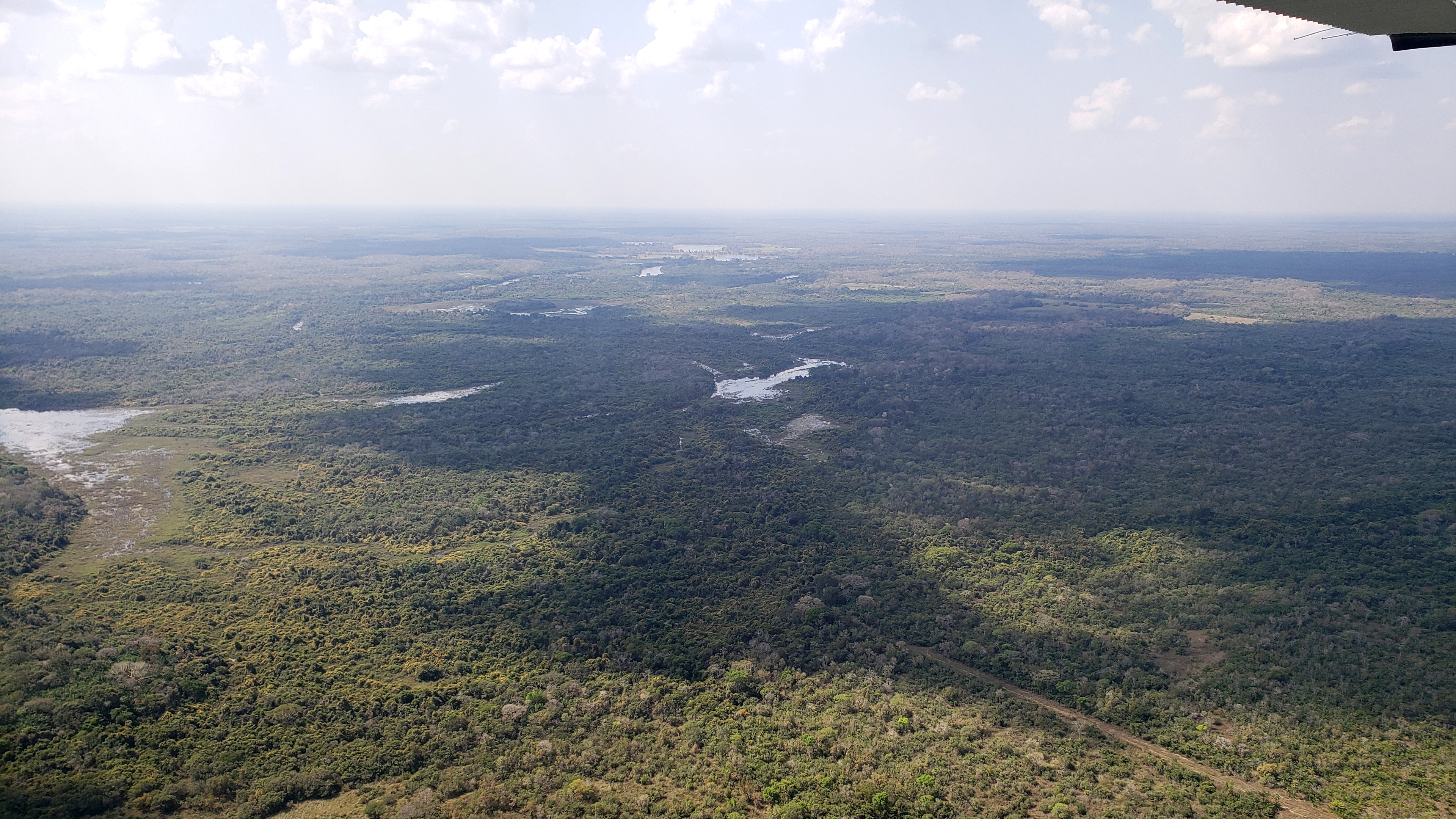 Blick aus dem Flugzeug aufs brasiliansche Pantanal