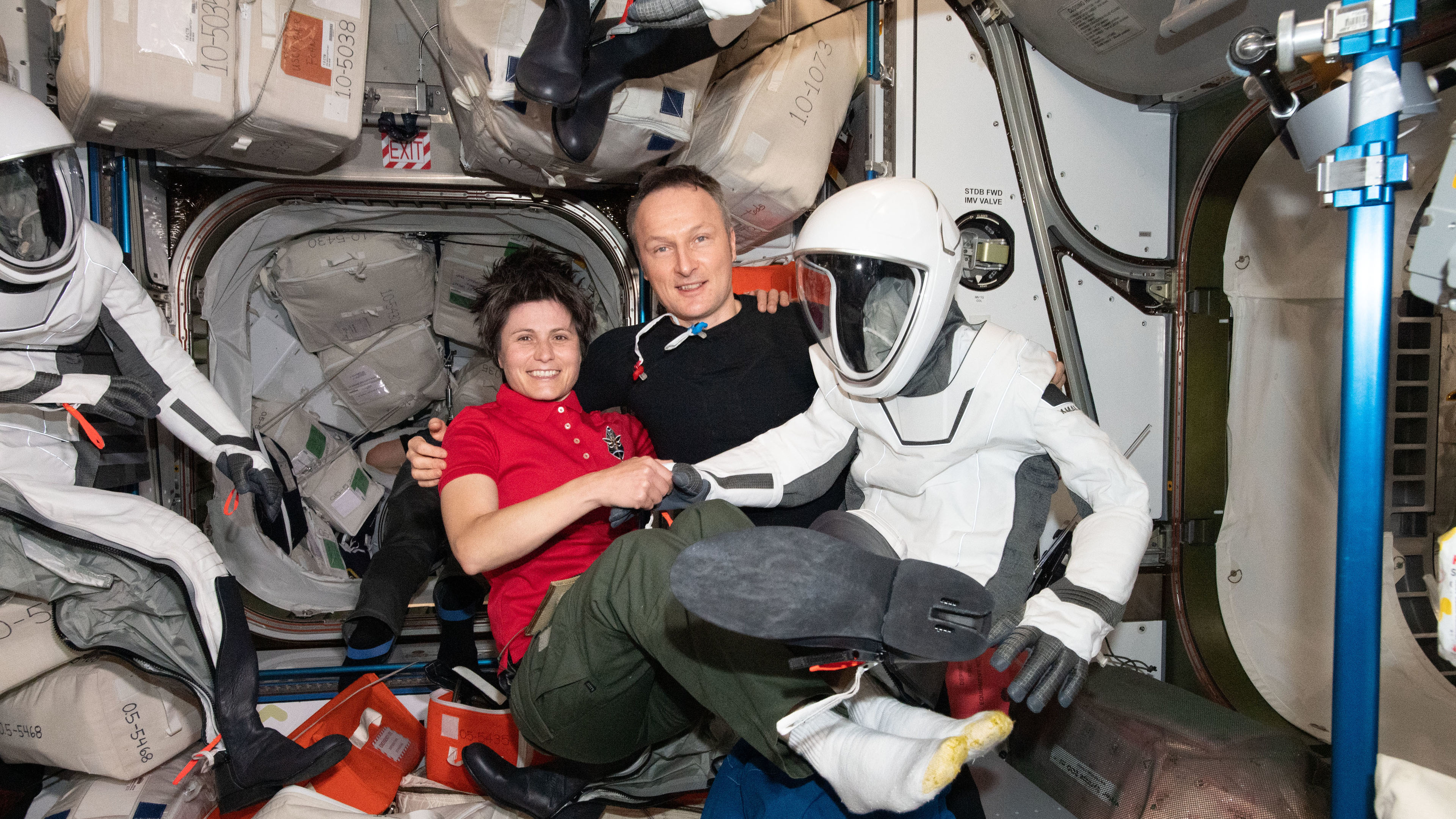 Matthias Maurer und Samatha Cristoforetti auf der ISS