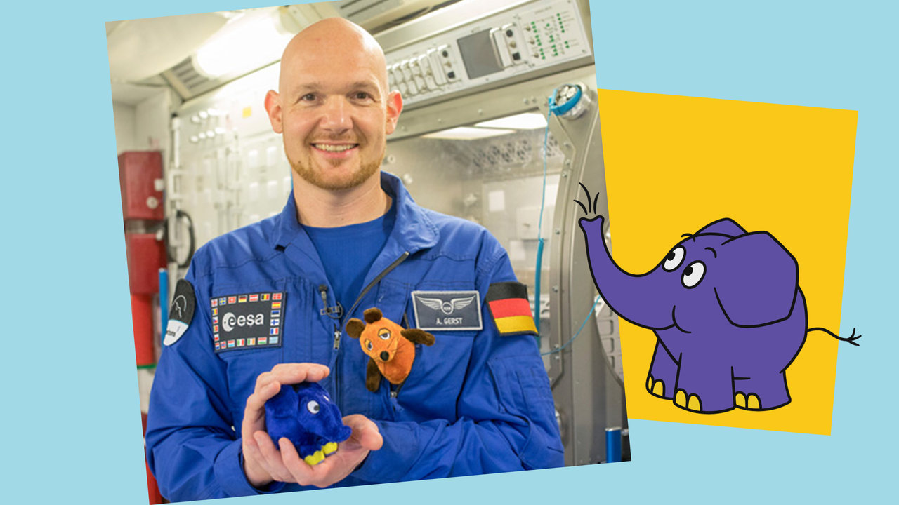 Alexander Gerst mit Ente und Maus 