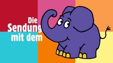 Bunte Kästchen mit Schriftzug und dem Elefanten