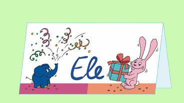 Tischkärtchen mit Elefant und Hase