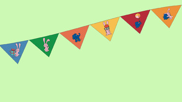 Wimpelkette mit Elefant und Hase bunt