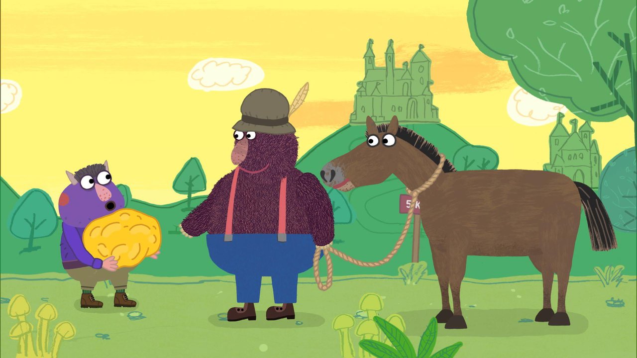 Animierte Figuren: Zwei Monster und ein Pferd