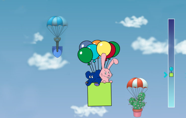 Screenshot vom Ballonspiel in der ElefantenApp