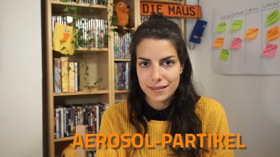Clari und die Überschrift Aerosol-Partikel
