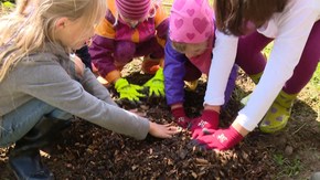 Die Kinderverteilen die Hackschnitzel.; Rechte: WDR