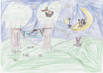 Ferdinand hat ein Bild von Maus, Elefant, Ente und dem Hasen gemalt; Rechte: WDR / Privtat