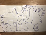 Peter hat Bild mit Maus und Elefant gemalt; Rechte: WDR / Privat