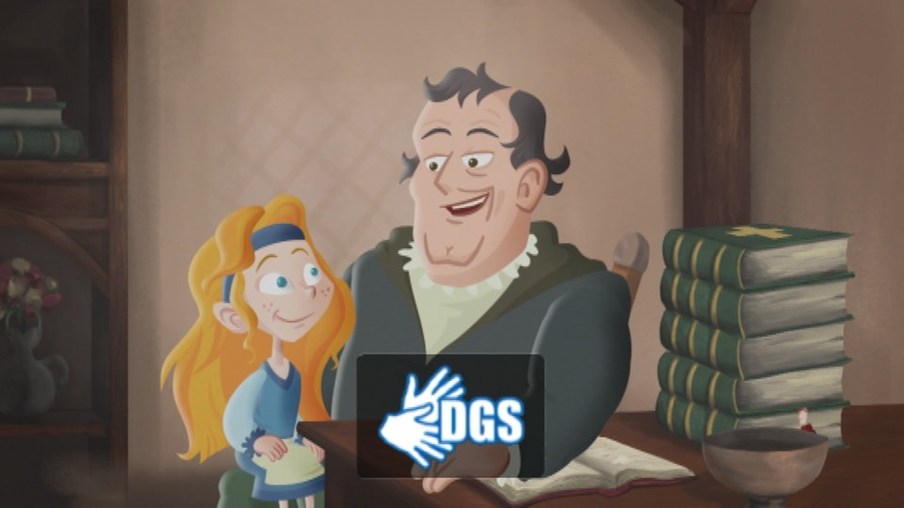 Vater Luther erzählt Lenchen Geschichten aus der Reformationszeit (DGS-Logo)