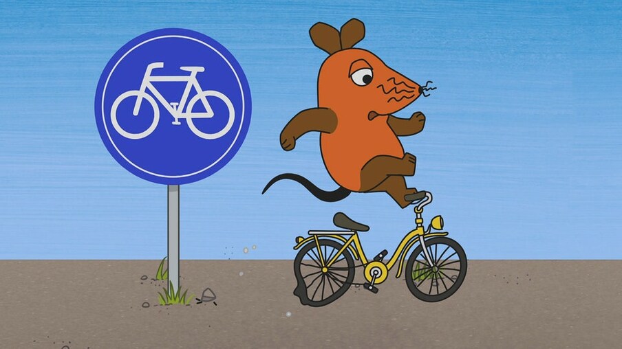 Die MAus hat eine Panne mit dem Fahrrad