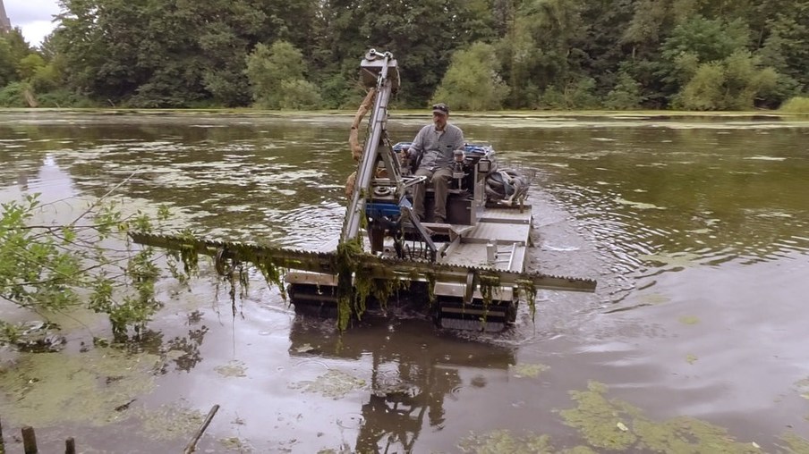 Sachgeschichte: Rasenmähen auf dem Teich