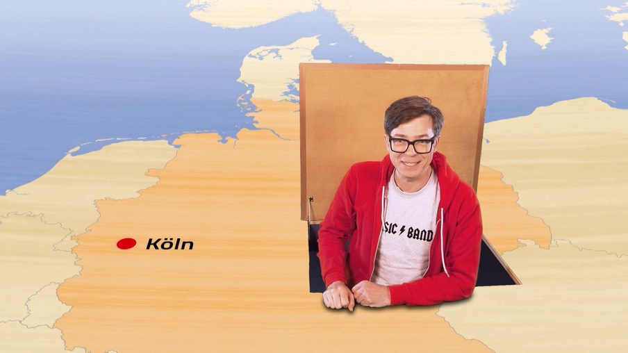 Ralph Caspers auf einer Deutschlandkarte