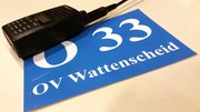 Funkgerï¿½t liegt auf einer Karte mit der Nummer 003 und der Schrift OV Wattenscheid